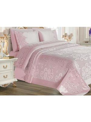 Çeyiz Diyarı Violet Pike Takımı 6 Parça Pamuk Saten Desenli Pudra Renkli