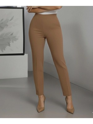 Stores36 Kadın Yüksek Bel Ithal Krep Pantolon