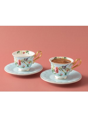 English Home Vanilla New Bone China 4 Parça 2 Kişilik Kahve Fincan Takımı Açık Mavi