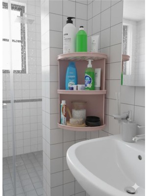 Abnturk 3 Katlı Banyo Köşe Rafı Tabanları Izgara Su Birikmesini Önler Paslanmaz Dirençli Plastik