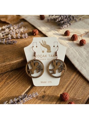 Koçak Takı Ahşap Küpe Modern Özgün Minimalist Takı Model No 275
