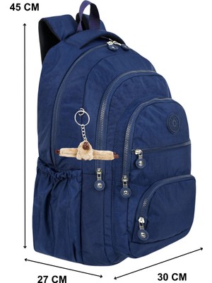 Just Polo  5 Bölmeli Lüx Krinkıl Kumaş Lise ve Ortaokul Sırt Çantası + Maymun Anahtarlık Hediyeli