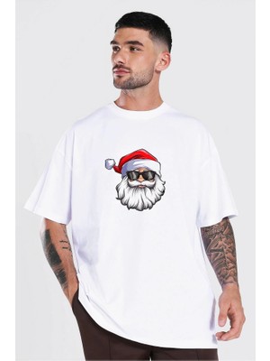Stores36 Gözlüklü Noel Baba T-Shirt - Beyaz
