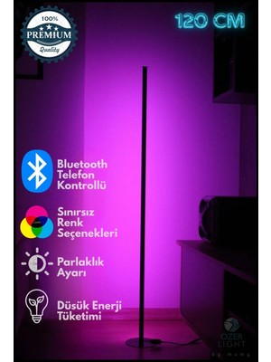 Özer Light Bluetooth Kontrol Full RGB LED Lambader Telefon kontrol-Sese Duyarlı 120 CM Düşük Enerji Tüketimi