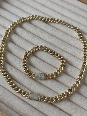 XP 14 Ayar Altın Renginde 2'li Gurmet  Kolye Bileklik, Künye Seti