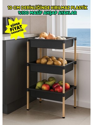 Nwood 3 Katlı Patates & Soğanlık, Katlı Sebzelik, Oyuncak Sepeti, Banyo Düzenleyici Raf