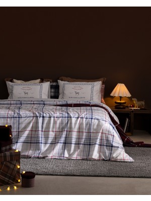 Madame Coco Philippe King Size %100 Pamuk Ranforce Baskılı Çarşaflı Nevresim Takımı - Mavi