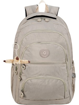 Just Polo  2'li Set Lüx Krinkıl Kumaş Lise ve Ortaokul Sırt Çantası + Kalemlik, Maymun Anahtarlık Hediyeli