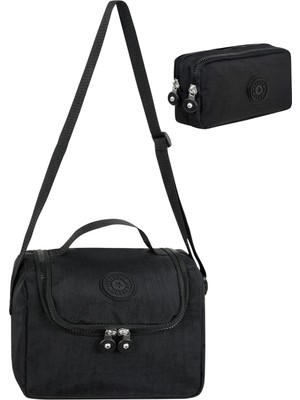 Just Polo  3’lü Set Krinkıl Kumaş Çanta + Termal Beslenme Çantası + Kalemlik, Maymun Anahtarlık Hediyeli