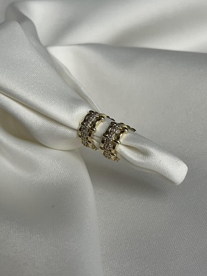 Yeknova Xuping 14K Gold Rengi Kuyumcu Işçiliği Modern Tasarım Model Taş Detay Kararmaz Kadın Halka Küpe