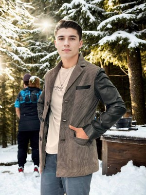 3 Nubuk Deri Ceket - Siyah