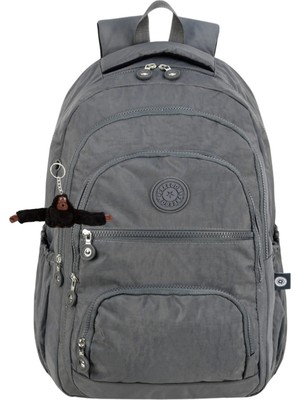 Just Polo  2'li Set Lüx Krinkıl Kumaş Lise ve Ortaokul Sırt Çantası + Kalemlik, Maymun Anahtarlık Hediyeli