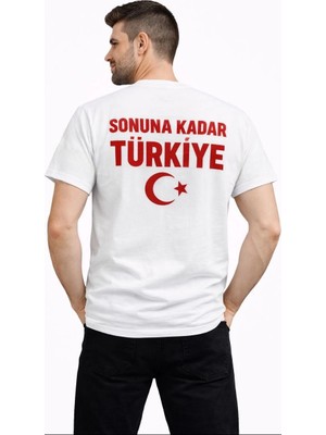 3 Erkek Türkiye Ay Yıldız Baskılı Taraftar Forma T-Shirt - Beyaz