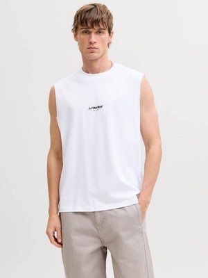 Jack & Jones Jjesoho Sleeveless Tee Sn Beyaz Erkek Kolsuz T-Shirt 12288001