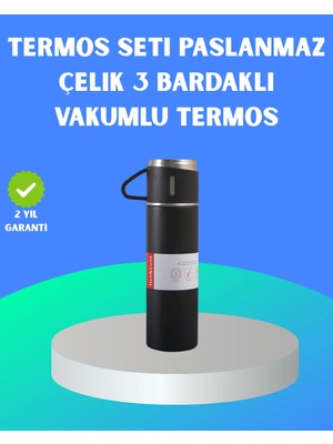 Antalya Mermerit ve Granit 304 Çelik Termos Seti | 2 Bardaklı, 500 Ml, Uzun Süre Isı Koruma