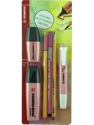 Stabilo Fosforlu Kalem (İşaret Kalemi) Boss Original 2-5 Mm Kesik Uç Tek Renk Pastel Set Pembe 70/129-6 (6 Lı Paket)