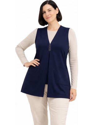 Mutlu City Kadın Orta Yaş ve Üzeri Sade Desen Penye Anne Yelek 1130