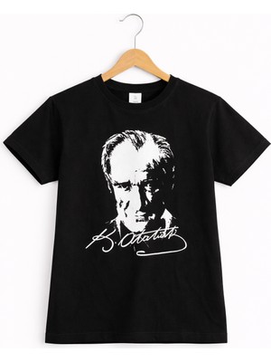 Selvira Atatürk Baskılı & Türk Bayrağı Desenli Çocuk Tişört – %100 Pamuk, Unisex Kız & Erkek