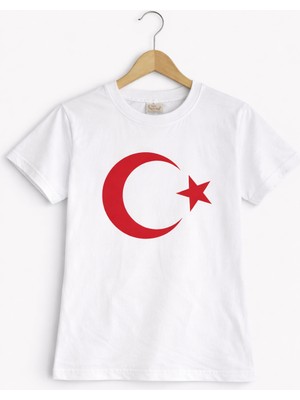 Selvira Atatürk Baskılı & Türk Bayrağı Desenli Çocuk Tişört – %100 Pamuk, Unisex Kız & Erkek
