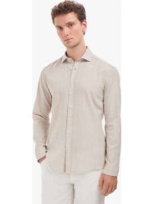 Pierre Cardin Erkek Bej Regular Fit Uzun Kollu Gömlek 50320900-VR011