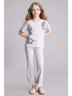 DeFacto Disney Mickey & Minnie Fitilli Kaşkorse 2'li Pijama Takımı Kız Çocuk H2763A826SP