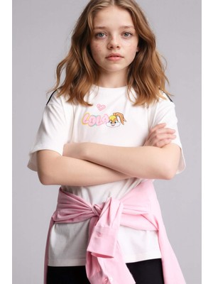 DeFacto %100 Pamuk Looney Tunes Oversize Tişört Kız Çocuk H1465A826SM