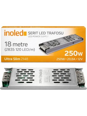 İnoled Inoled 250W 20.8A Ultra Slim Şerit LED Trafo 12V 18 Metre 2148