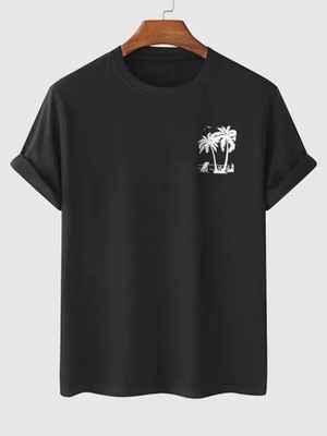 Stores36 Baskılı Oversize Bisiklet Yaka T-Shirt - Siyah
