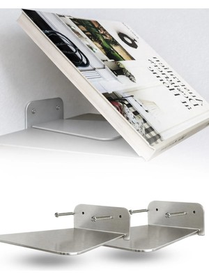 Omilife 2'li Metal Görünmez Kitaplık Gizli Duvar Rafı Dekoratif Kitap Tutucu Minimal Raf Sistemi