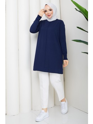 Pamuk Butik Kadın Ortası Dikişli Rayon Merserize Triko Tunik -PMK546