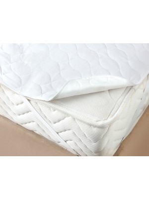 Madame Coco Kapitoneli Çift Kişilik Yatak Alezi 160 x 220 cm Beyaz Sıvı Geçirmez Polyester