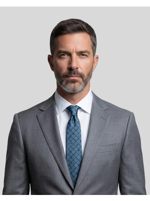 1001 Kravat Petrol Mavisi Desenli İpek Kravat - 8 cm genişliğinde