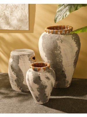 Paşabahçe Rustik Seramik Dekoratif Küp M 40 cm Vazo