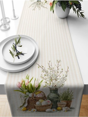 Bertille Home Ilkbahar Serisi 140X40 cm Dijital Baskılı Runner (Spring Easter Paskalya)