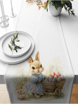 Bertille Home Ilkbahar Serisi 140X40 cm Dijital Baskılı Runner (Spring Easter Paskalya)