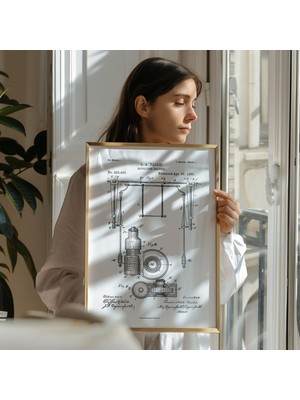 Pegziz Trapez Patent Çizim Çerçeveli Tablo Jimnastik Duvar Tablosu