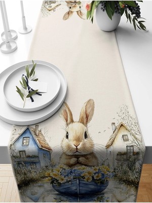 Bertille Home Ilkbahar Serisi 140X40 cm Dijital Baskılı Runner (Spring Easter Paskalya)