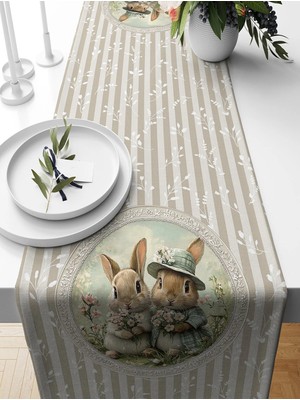 Bertille Home Ilkbahar Serisi 140X40 cm Dijital Baskılı Runner (Spring Easter Paskalya)