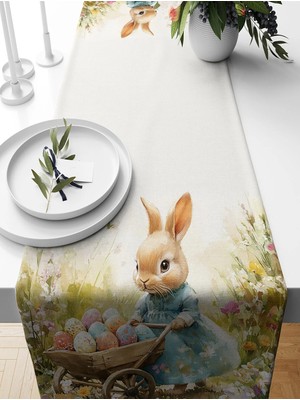 Bertille Home Ilkbahar Serisi 140X40 cm Dijital Baskılı Runner (Spring Easter Paskalya)