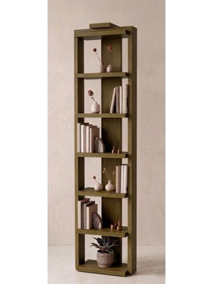 Liora Commerce Ahşap 6 Bölmeli Modern Kitaplık - El Yapımı Masif Ahşap