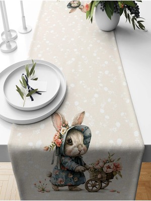 Bertille Home Ilkbahar Serisi 140X40 cm Dijital Baskılı Runner (Spring Easter Paskalya)