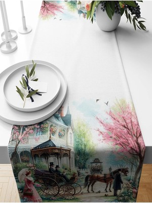 Bertille Home Ilkbahar Serisi 140X40 cm Dijital Baskılı Runner (Spring Easter Paskalya)