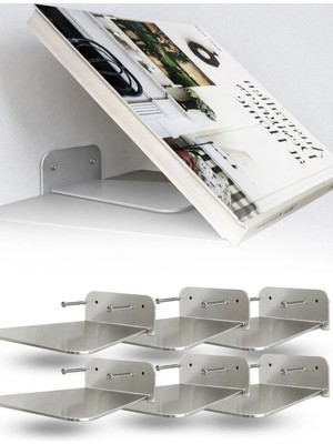 Omilife 6'lı Metal Görünmez Kitaplık Duvar Rafı Gizli Kitap Rafı Dekoratif Sihirbaz Raf Seti 11x7 cm