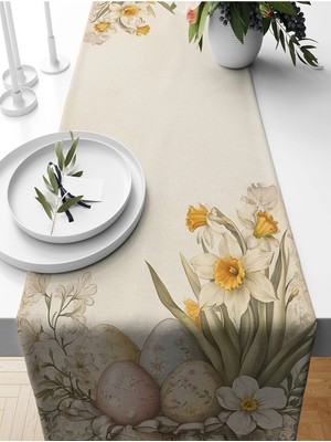 Bertille Home Ilkbahar Serisi 140X40 cm Dijital Baskılı Runner (Spring Easter Paskalya)