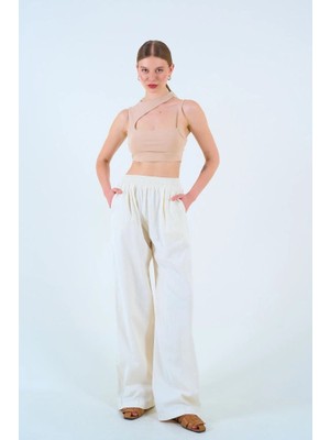 Stores36 Beli Lastikli Palazo Pantolon - Taş