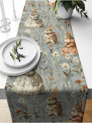 Bertille Home Ilkbahar Serisi 140X40 cm Dijital Baskılı Runner (Spring Easter Paskalya)