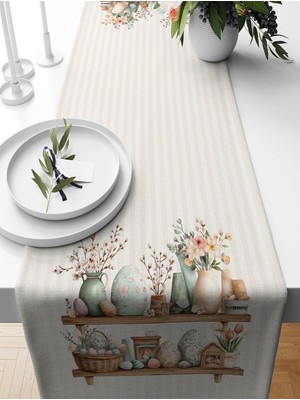 Bertille Home Ilkbahar Serisi 140X40 cm Dijital Baskılı Runner (Spring Easter Paskalya)