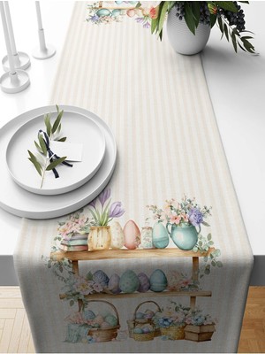 Bertille Home Ilkbahar Serisi 140X40 cm Dijital Baskılı Runner (Spring Easter Paskalya)