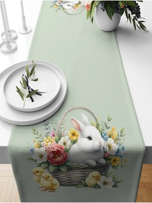 Bertille Home Ilkbahar Serisi 140X40 cm Dijital Baskılı Runner (Spring Easter Paskalya)