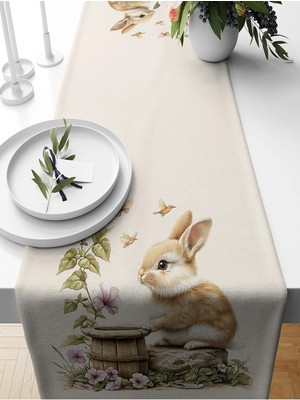 Bertille Home Ilkbahar Serisi 140X40 cm Dijital Baskılı Runner (Spring Easter Paskalya)